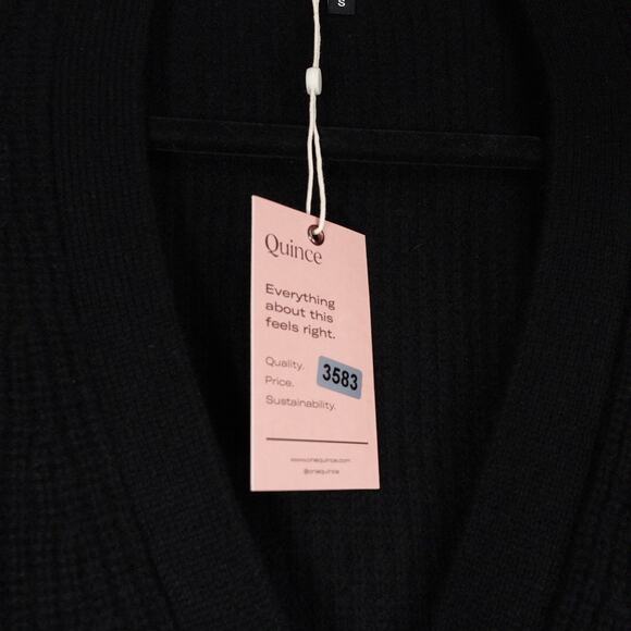 New Quince Black Mongolian Cashmere Oversized Boyfriend Cardigan Sweater Small - Picture 5 of 8